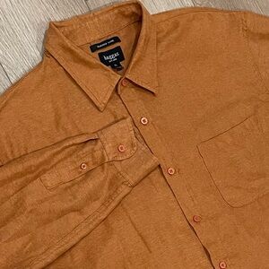 Haggar Sueded Luxe Men’s XL Long Sleeve Button Up Casual Shirt Burnt Orange
